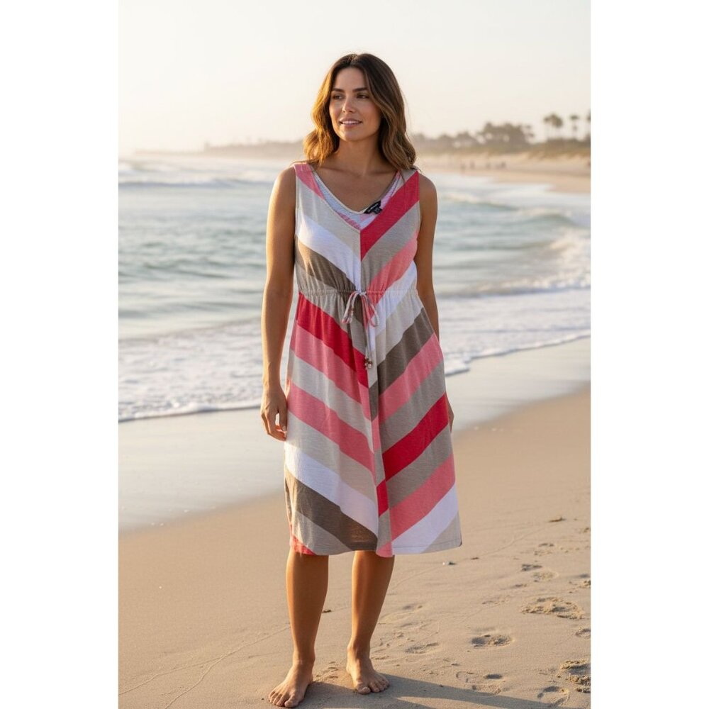 Tommy Bahama Women's /M Multi-Colored Striped Cotton Dress